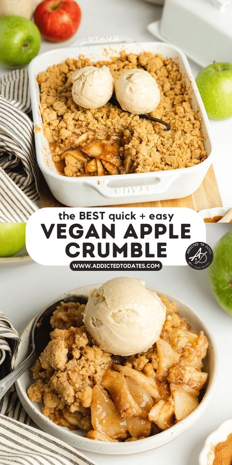 Dairy Free Apple Crumble, Vegan Apple Desserts Easy, Best Desserts Ever, Vegan Apple Crumble, Allergy Free Baking, Vegan Crumble, Healthy Apple Crumble, Real Vanilla, Cranberry Dessert