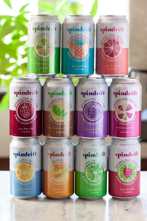 Best Sparkling Water, Flavored Water Packaging, Spindrift Sparkling Water, Aesthetic Groceries, Energy Drink Design, Package Redesign, Sparkling Water Packaging, Drinks Branding, Drink Flavors