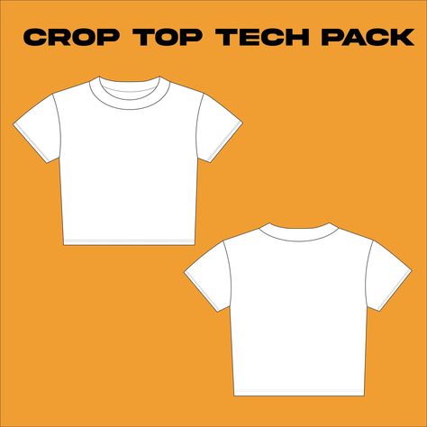 A Classic Crop Top TechPack Design This is a simple yet detailed tech-pack with very minimal effort needed to complete. This tech-pack includes the perfect size spec sheet you will need to make a sample and to provide to your manufacturer.  The only things you will need to do: 1.  Fill out your brand's description and size measurements 2. Customize the colours you want for your crop top The techpack includes: Two A.I & PDF Files & 1 MOV. File that shows you how to use the Live Paint Bucket Tool Cropped Fitted Tee, How To Draw A Crop Top, Crop Top Template, Crop Top Mockup, Tshirt Crop Top, Mock Up T Shirt, Crop Top Design, Crop Design, Fitted Crop Top