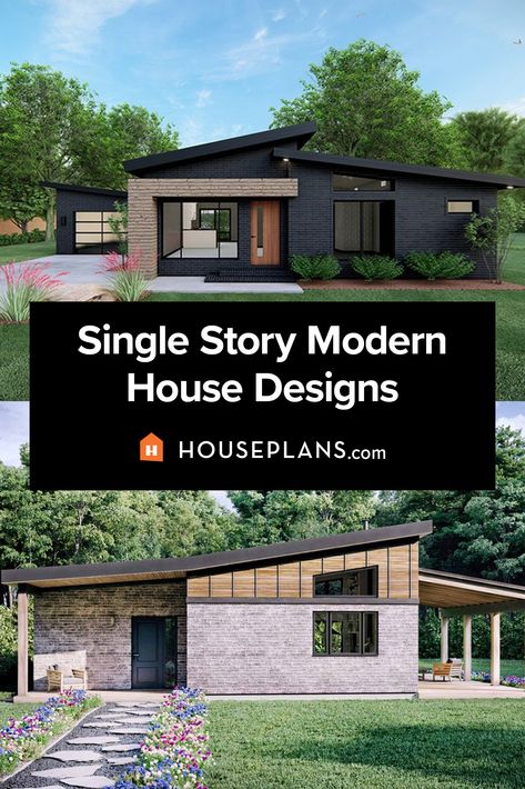 1 story modern house design exteriors Modern Single Story Homes, New Modern House Design, House Design Modern, Modern Contemporary House Plans, New Modern House, Modern Bungalow House Design, Small Modern House Plans, Modern House Floor Plans, Modern Small House Design