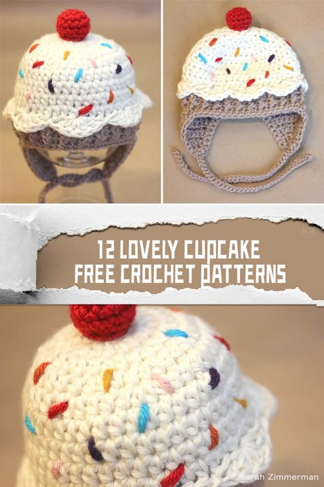 12 Lovely Crochet Cupcake FREE Patterns - iGOODideas.com Cupcake Crochet Hat, Cupcake Hat Crochet Pattern, Cupcake Crochet Hat Pattern Free, Crochet Cupcake Hat Pattern, Crochet Cupcake Hat Pattern Free, Crochet Whipped Cream Free Pattern, Cupcake Crochet Pattern Free, Crochet Cupcake Hat, Crochet Cupcakes