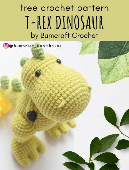 Free+Crochet+Pattern+T-Rex+Dinosaur Crochet Dinosaur Pattern Free, Crochet T-rex, Dinosaur Crochet, Crochet Dinosaur Patterns, Crochet Dinosaur, Crochet Dragon, Crochet Gratis, Crochet Animals Free Patterns, Crochet Amigurumi Free