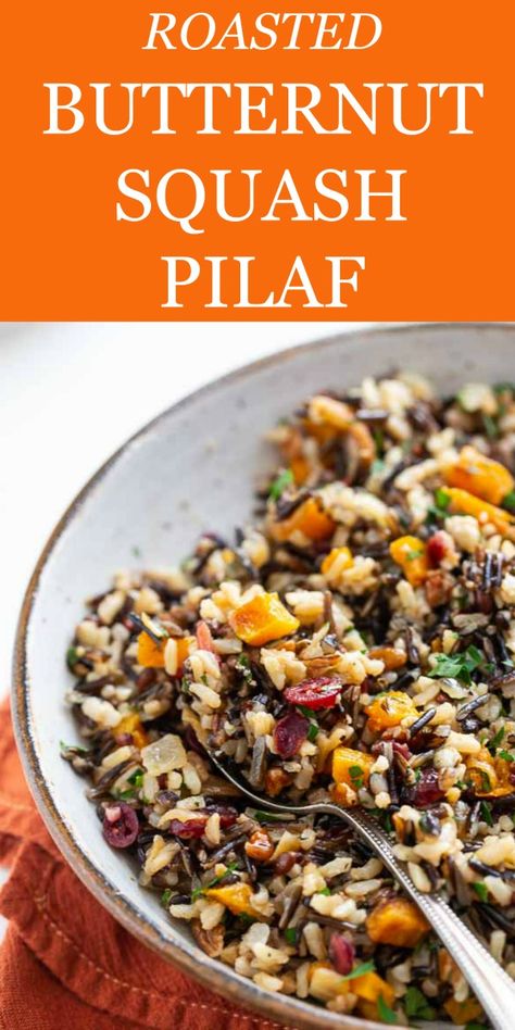 Butternut Squash Rice, Zucchini Zoodles, Wild Rice Pilaf, Wild Rice Recipes, Rice Pilaf Recipe, Pilaf Recipe, Baked Butternut Squash, Pilaf Recipes, Vegan Thanksgiving Recipes