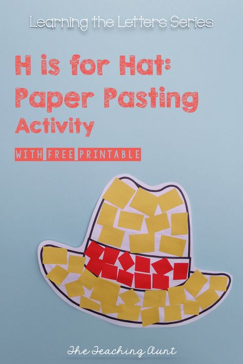 H is for Hat: Paper Pasting Activity with Free Printable H Preschool Activities, H Activities For Preschool, H Is For Hat, Letter H Activities For Preschool, H Activities, Preschool Hat, Letter H Crafts, Letter H Activities, Preschool Freebies