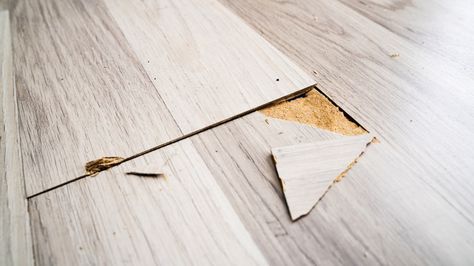 Laminate flooring is durable and resilient but it isn't completely damage-proof. Fortunately, this simple TikTok hack can help you repair dings and scratches. Laminate Floor Repair, Click Flooring, Steam Mops, Wax Crayons, Platinum Grey, Flipping Houses, Ikea Furniture, Grey Wood, Laminate Flooring