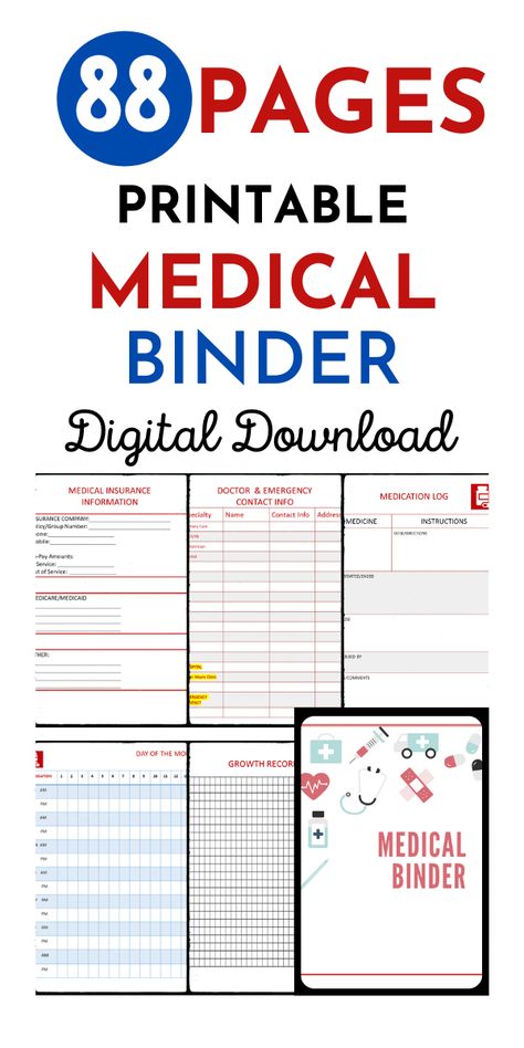 This digital download will keep all your medical records organized and in one place. No more trying to remember what happened when in your medical history. A digital download. Medical Tracker, Camping Checklist Printable, Medical Planner, Paper Clutter Organization, Medical Binder, Medication Log, Doctor Names, Wellness Tracker, Medical Laboratory Science