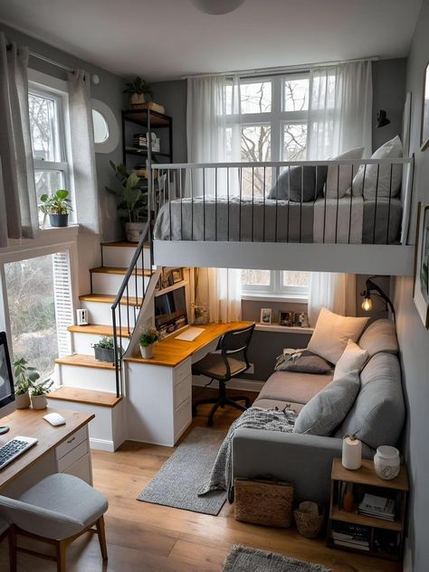 Loft House Design, Tiny House Loft, Tiny House Inspiration, تصميم للمنزل العصري, Loft Room, Modern Tiny House, Loft House, Loft Living, Small Room Design