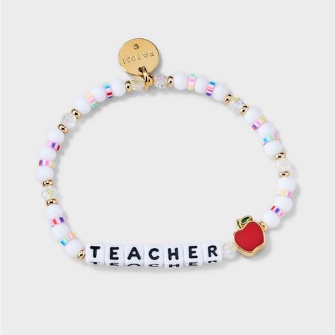 Little Words Project Teacher Apple Beaded Bracelet - Nwt Handcrafted Word Bracelet - Made With Acrylic, Crystal, And Silicone Beads - This Bracelet Features A Custom Casted Bead - Gold Plated Brass Tag With Unique Id Code - Wear And Share To Spread Self-Love And Kindness - Handle With Care - Do Not Wet - Prop 65 Compliant Product Details Tagline: The Real Mvp Description: Wear This Exclusive "Teacher" Bracelet From Little Words Project As A Little Reminder That Shaping Young Minds Makes You A True Hero (No Cape Necessary). Featuring A Custom Apple Casted Bead, It's The Perfect Way To Show That Teachers Are Truly The Core Of Education. Target Style ** Ge Teacher Bracelet Diy, Little Words Project, Teacher Bracelet, Mama Bracelet, Daycare Teacher, Word Bracelet, Teacher Apple, Diy Bracelets Patterns, Target Style