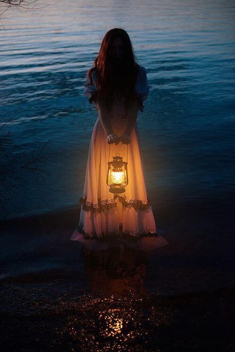 Girl holding a lantern standing in water at night Fantasy Magic, Fantasy Photography, Beltane, Foto Art, Disney Films, Story Inspiration, Foto Inspiration, 인물 사진, Fotografi Potret