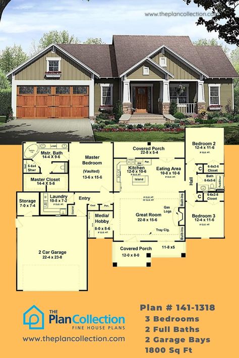 Experience the warmth and serenity of our 3 Bedroom, 2 Bath Ranch House Plan, boasting an expansive 1800 Sq Ft interior. With a spacious design, ample natural light, and an inviting atmosphere, this ranch house is the perfect blend of comfort and convenience. Don't miss out on this dreamy home! Learn more! #ranchhouseplans #countryhouses #HomePlans#craftsmanhouseplan 3 Bedroom House Blueprints, Floor Plans 1700 Sq Ft Layout, 1800 Sq Ft House Plans Ranch, Floor Plans 1600 Sq Ft Layout, House Plans Craftsman Open Floor, 1700 Sq Ft Ranch House Plans, 1700 Sq Ft House Plans Open Floor Craftsman Ranch, 3 Bedroom Ranch Floor Plans Open Concept With Basement, 1800 Sq Ft House Plans Open 3 Bedroom