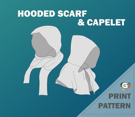 Hooded Cowl Pattern Sewing, Capelet Pattern Sewing, Hood Pattern Sewing, Capelet Pattern, Making Scarves, Hood Pattern, Circle Math, Fabric Ideas, Hooded Cloak