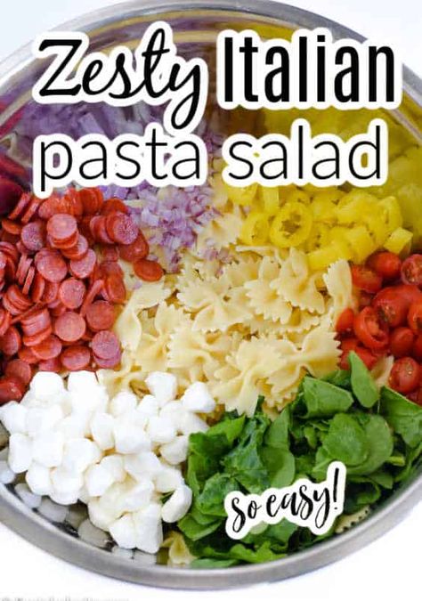 Zesty Italian Pasta Salad Recipe Pasta Salad Recipes Italian Dressing, Italian Pasta Salad With Pepperoni, Pasta Salad With Pepperoni, Salad With Pepperoni, Zesty Italian Pasta Salad, Creamy Italian Pasta Salad, Cold Italian Pasta Salad, Zesty Pasta Salad, Garden Pasta Salad