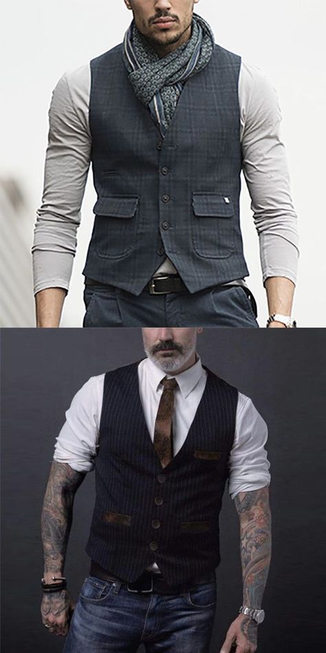 Men Vest Outfits, Vest Outfits Men, Stil Masculin, Mens Vest Fashion, Fall Vest, Mode Costume, Smart Casual Outfit, Casual Vest, Herren Outfit