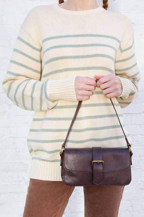 Buckle Bags, Brown Leather Shoulder Bag, Brown Shoulder Bag, Tomboy Fashion, Small Bag, Brandy Melville, Brandy, Leather Shoulder Bag, Final Sale