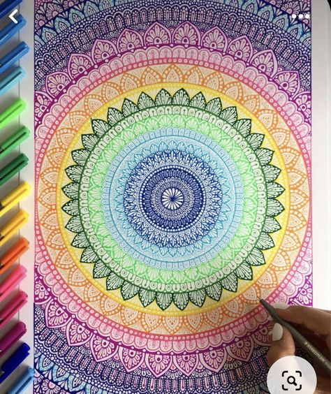 Colored Mandalas Finished, Mandala Art Colorful Patterns, Colorful Mandala Art, Mandala Arts, Mandala Sketch, Mandala Drawings, Colored Markers, Easy Mandala Drawing, Mandala Doodle