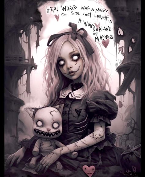 Alice In Wonderland Creepy, Twisted Alice In Wonderland, Goth Alice In Wonderland, Dark Disney Art, Evil Alice, Doctor Insta, Alice And Wonderland Tattoos, Cute Monsters Drawings, Alice In Wonderland Poster