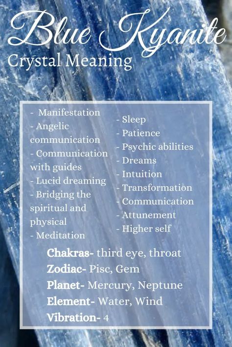 Kyanite Crystal Meaning, Psychic Crystals, Kyanite Meaning, Develop Psychic Abilities, Witchcraft 101, Psychic Dreams, Blue Kyanite Crystal, Crystal Magick, Spirit Messages