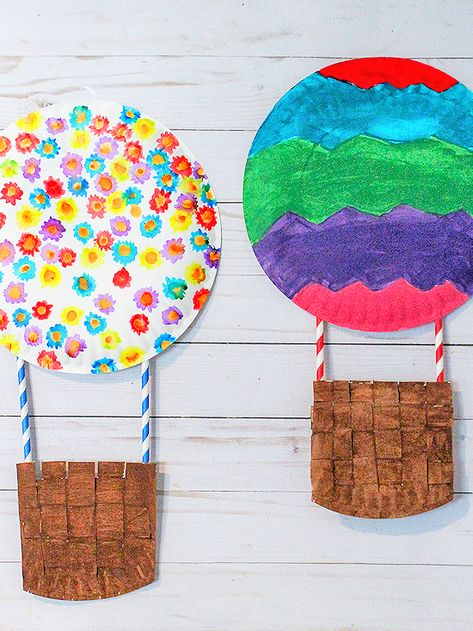 Paper Plate Hot Air Balloon Craft #paperplatecrafts #kidcrafts #weaving Air Balloon Craft, Kunst For Barn, Balloon Craft, Hot Air Balloon Craft, Maluchy Montessori, Transportation Crafts, Paper Plate Crafts For Kids, Balloon Crafts, Spring Crafts For Kids