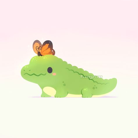 Ida 🍵🐑 on Twitter: "🐊🦋… " Drawing Cute Things, Crocodile Illustration, Little Drawings, Cute Kawaii Animals, Cute Animal Drawings Kawaii, Creature Drawings, Kawaii Chibi, Cute Kawaii Drawings, Kawaii Animals