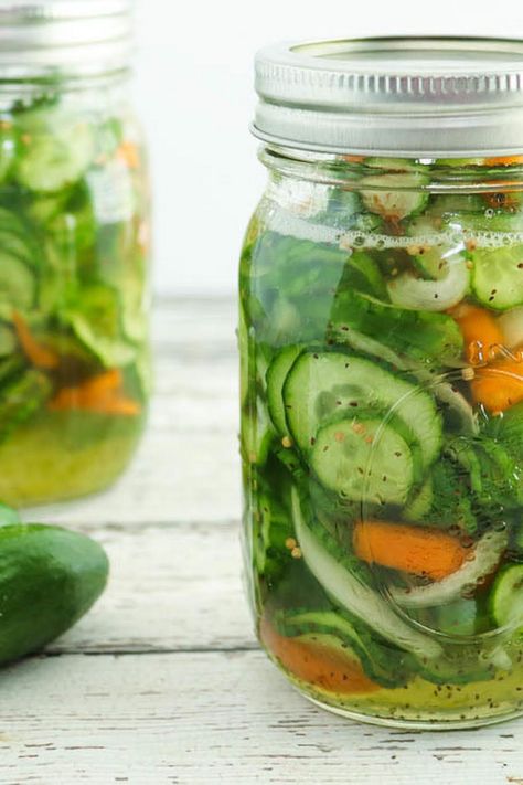 Fresh Pickled Cucumber Salad, Jarred Cucumbers, Mixed Vegetable Pickles, Easy Pickled Cucumber Recipe, Canning Cucumber Salad, Canned Cucumber Recipes, How To Make Pickles From Cucumbers, Canning Cucumber Recipes, Cucumber Canning Recipes