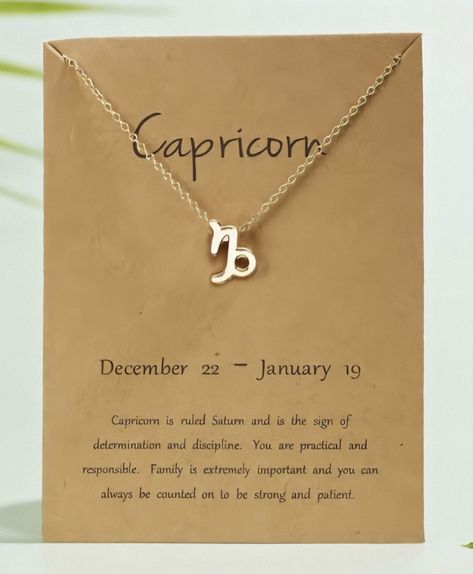 Capricorn Necklace Gold, Capricorn Jewelry, Simplistic Jewelry, Capricorn Necklace, Dream Accessories, Capricorn Gifts, Zodiac Sign Necklace, Jewelry Words, Zodiac Capricorn