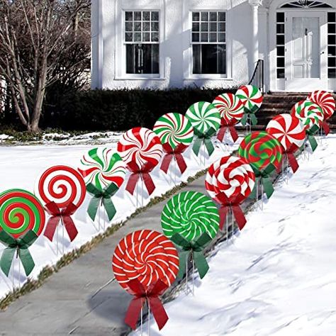 Amazon.com: Christmas Outdoor Yard Signs Peppermint Corrugated Yard Decorations with Stakes and Bow Xmas Yard Decorations Candy Garden Sign Waterproof Cardboard Lawn Signs for Pathway Walkway Decor (15) : Patio, Lawn & Garden Outdoor Grinch Christmas Decor, Grinch Outdoor Christmas Decorations, Candy Garden, Joulun Aika, Diy Jul, Gingerbread Christmas Decor, Candy Land Christmas Decorations Outdoor, Christmas Yard Decorations, Yard Decorations