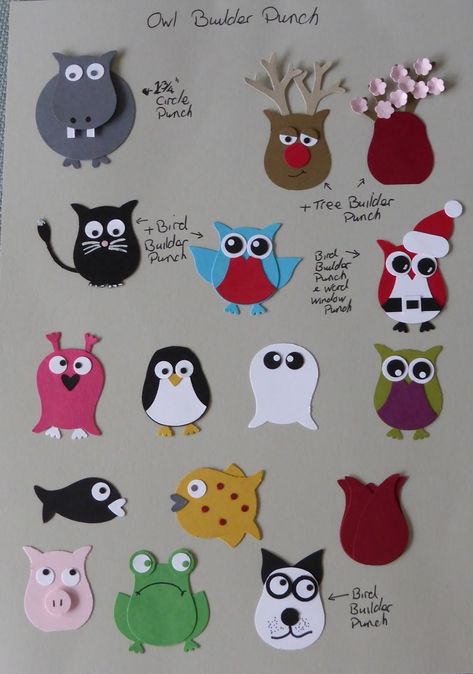 Owl Punch Cards, Scrapbook Punches, Paper Punch Art, Punch Art Cards, Punch Ideas, Owl Punch, Owl Card, Paper Smooches, Craft Punches