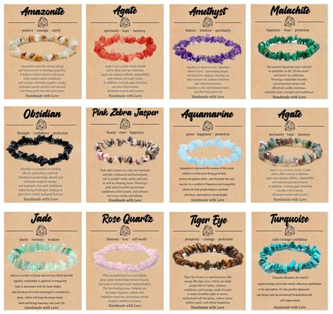 PRICES MAY VARY. Gemstones Chip Bracelets Set: A set of 12 pcs stone chip bracelets, including the best healing stone bracelets such as tiger eye bracelets, black stone bracelets, , lava bracelets, amethyst bracelets, pink crystal bracelets, Amazon stone bracelets, etc. Every type of stone can heal you, help you relieve stress, and soothe your mood. Trendy Chip Bracelets: These natural crystal stones not only have beautiful colors but also combine with current fashion trends. At the same time, t Gemstone Aesthetic, Bracelets Amazon, Stretch Beaded Bracelets, Best Healing Crystals, Pink Crystal Bracelet, Gemstone Chips Bracelet, Bracelets Pink, Gifts Boxes, Bracelets Black