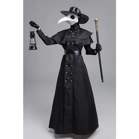 Plague Doctor Punk & Gothic Steampunk 17th Century Coat Trench Coat Outerwear Men's Rivet Costume Black Vintage Cosplay Halloween Masquerade Long Sleeve Sheath / Column / Gloves / Mask / Hat / Gloves 2021 - US $53.45 Crow Beak, Black Plague Doctor, Doctor Bird, Beak Mask, Plague Doctor Costume, Steampunk Coat, Black Plague, Plague Doctor Mask, Doctor Outfit