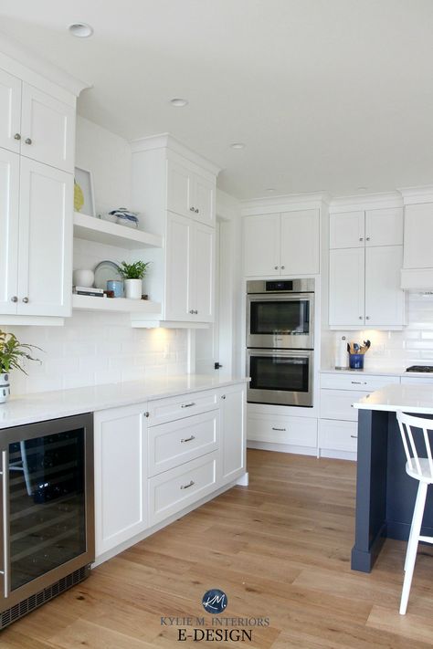 Paint Colour Review: Sherwin Williams Pure White SW 7005 - Kylie M Interiors Pure White Kitchen Cabinets, Sherwin Williams Cabinet Paint, Pure White Kitchen, Rh Kitchen, Sherwin Williams Pure White, Pure White Sherwin Williams, Open Kitchen Layouts, Sherwin Williams White, White Marble Kitchen