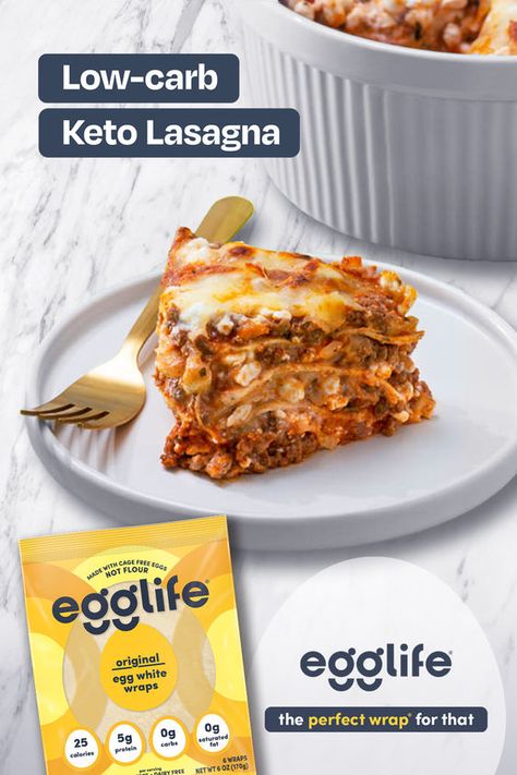 Keto Egg Wrap Ideas, Egg Life Wrap Lasagna, Egglife Wrap Lasagna, Egg Wrap Lasagna, Egg Life Wraps, Egg White Wraps, Egg Whites Wrap, Low Carb Lasagna, Bariatric Friendly Recipes