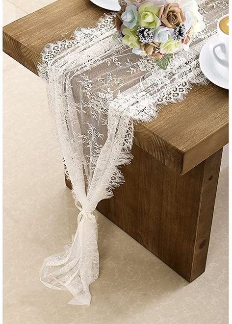 Lace Table Runner, Chic Bridal Showers, Lace Runner, Chair Sash, Table Overlays, Lace Table Runners, Dinner Table Decor, Table Runners Wedding, Lace Table