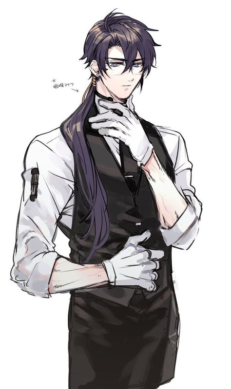 Male Butler Character Art, Butler Oc Art, Anime Butler Art, Butler Oc Male, Anime Butler Oc, Fantasy Butler, Butler Character Design, Butler Suit, Butler Drawing