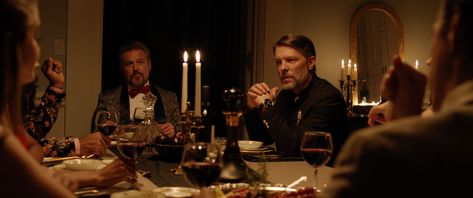 The Menu Cinematography, Dinner Cinematography, Hereditary Dinner Scene, Restaurant Movie Scene, Dinner Scenes In Movies, Cinematography Shots, Dinner Scene Cinematography, Dinner Set Design, Documentary Interview Cinematography