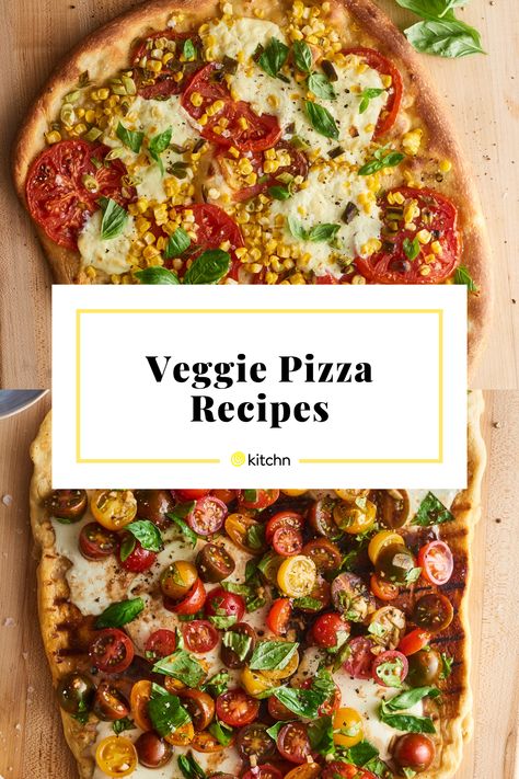 Pizza With Ricotta, Veggie Pizzas, Veggie Pizza Appetizer, Vegetables Pizza, Bruschetta Pizza, Veggie Pizza Recipe, Greek Pizza, Veggie Pies, Store Bought Pizza Dough