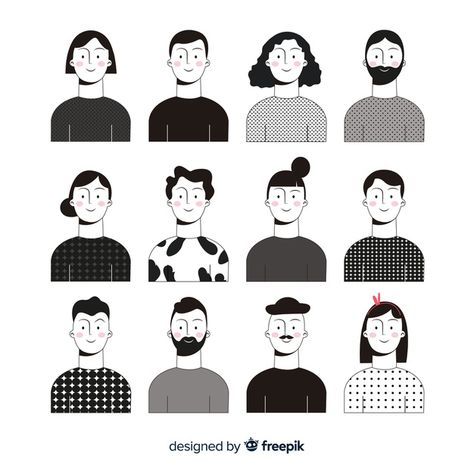 Hand drawn people avatar collection Free Vector | Premium Vector #Freepik #vector # # # # Nature Sketching, People Avatar, Drawn People, Zestaw Ikon, Buch Design, Vector Character Design, Flat Design Illustration, Face Illustration, 캐릭터 드로잉