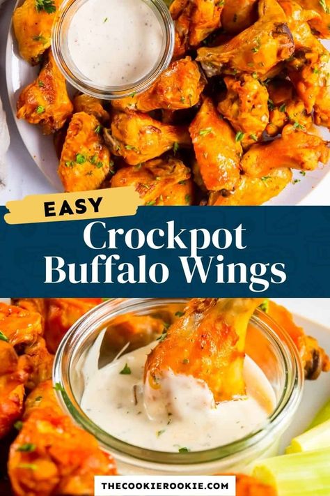 Crock Pot Chicken Wings are simple and stress-free, leaving you with delicious buffalo wings to enjoy. Get ready to learn how to make one of your favorite appetizers at home using your slow cooker. These crockpot wings are the ultimate Super Bowl 2023 recipe! Crockpot Wings, Crock Pot Chicken Wings, Crockpot Chicken Wings, Chicken Wings Crockpot, Buffalo Chicken Wings Recipe, Wings Recipe Buffalo, Crock Pot Inspired Recipes, The Cookie Rookie, Cookie Rookie