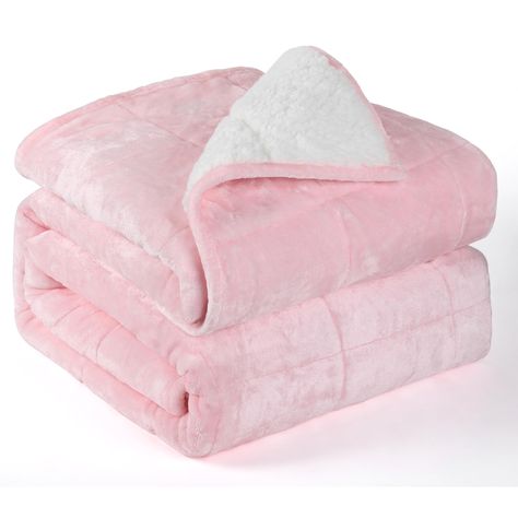 PRICES MAY VARY. Comfortable material : Sherpa Fleece weighted blanket is made of soft and fluffy Flannel and Sherpa. The fluffy texture provides you with a velvety soft touch, allowing your body and mind to be fully relaxed. Operating principle:Each carefully selected glass bead has its own compartment to prevent moving, so that the heavy blanket can evenly distribute the weight, evenly distribute the pressure, and more comfortably embrace you. Suitable for people: Thick blankets can be used no Thick Blanket, Heavy Blanket, Weighted Blankets, Pink Blanket, Twin Blanket, Cozy Flannel, Pink Bedding, Weighted Blanket, Soft Flannel