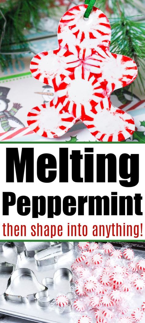 Melting peppermint candy is easy! Make Christmas ornaments, bowls, plates, all sorts of gifts. Just one ingredient baked in the oven this way. #christmasornaments #meltingpeppermintcandy Melted Peppermint Ideas, Peppermint Crafts, Peppermint Candy Crafts, Peppermint Candy Bowl, Peppermint Candy Ornaments, Make Christmas Ornaments, Cinnamon Ornaments, Peppermint Candies, Cinnamon Candy