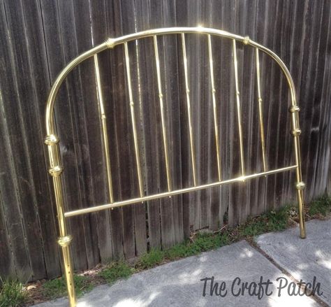 Old Brass Headboard Makeover - The Craft Patch Bedframe Makeover, Mid Century Modern Traditional, Brass Headboard, Headboard Makeover, Build A Headboard, Brass Bed Frame, Antique Headboard, Black Metal Bed Frame, Bed Makeover