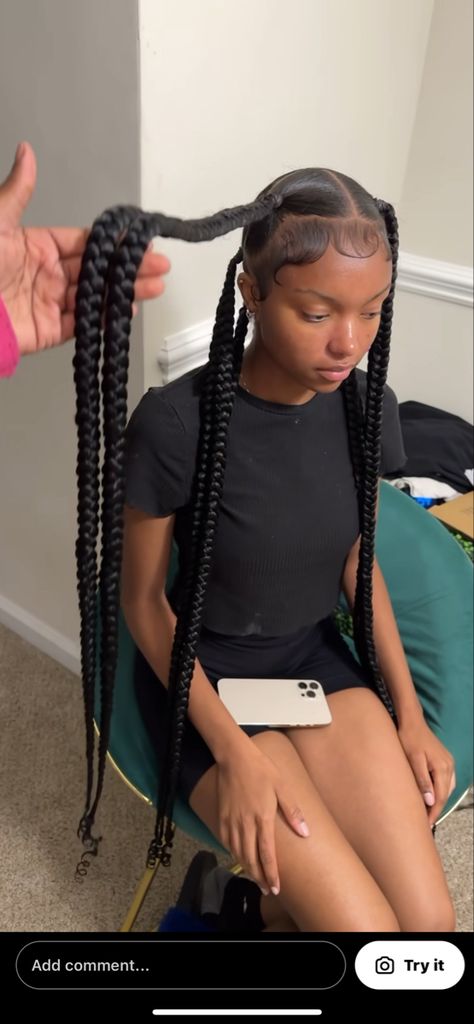 Hairstyles For Black Women Big Forehead, 3 Part Braided Ponytail Hairstyles, Harry Styles For Black Women Braids, Simple Braided Hairstyles With Weave, Birthday Black Hairstyles, Jayda Wayda Braids 5 Braids Double, 4 Double Braided Ponytail, Jumbo Braids Ponytail, Boho Jayda Wayda Braids