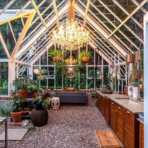 Conservatory Greenhouse, Lean To Greenhouse, Large Greenhouse, Greenhouse Interiors, Home Greenhouse, Backyard Greenhouse, Rain Water Collection, Small Outdoor Spaces, Southern Home