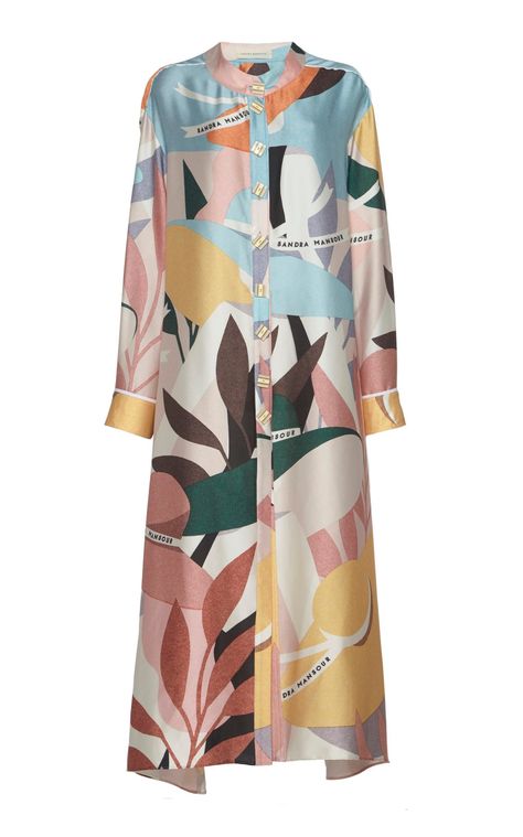 Chapeau De Paille Printed Satin Dress by Sandra Mansour SS19 Satin Dress Outfit, Sandra Mansour, Printed Satin Dress, Abaya Designs, Fashion Attire, Desi Fashion, Kurta Designs, Fashion Design Clothes, Satin Dress