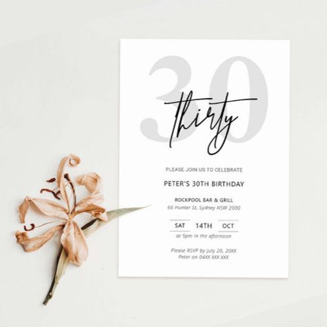 $2.80 | Minimalist Modern 30th Birthday Party Invitation #classic invitation, minimalist invitation, elegant modern simple, birthday invitation, modern, black and white, happy birthday, typography, 30th, thirty Simple Birthday Invitation, 30th Birthday Invite, Husband 30th Birthday, Happy Birthday Typography, Birthday Typography, Invitation Minimalist, 30th Birthday Party Invitations, Minimalist Invitation, Classic Invitation