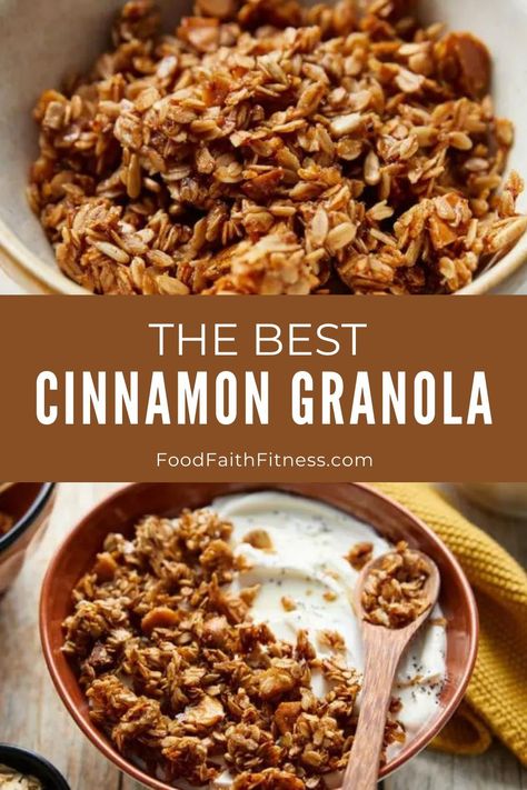 Cinnamon Granola is an easy and healthy alternative to store-bought, this is a great way to control what you put in your body. Cinnamon Granola Recipe, Weekend Breakfast Recipes, Clean Eating Snack Recipes, Cinnamon Granola, Granola Healthy, Gluten Free Recipes For Breakfast, Food Writing, Granola Recipes, Healthy Breakfast Recipes