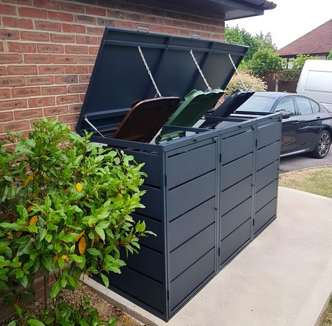 Premium Wheelie Bin Store 240L Loft Minimalistic - Etsy Outdoor Garbage Storage, Garbage Storage, Bin Storage, Bin Store, Modern Properties, Can Storage, Property Design, Front Garden, Storage Bins