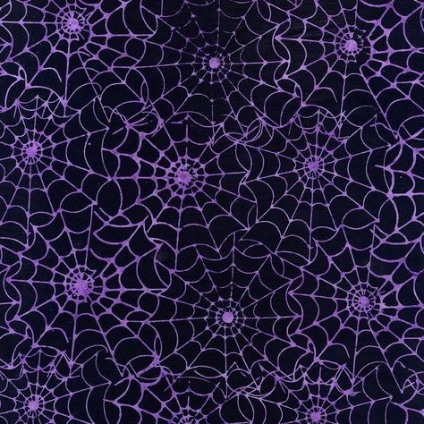 100% cotton batik fabric from the Tonga Spell Bound collection by Timeless Treasures. Spider Web Tonga-B2675 Wizard Fat Quarter = 18" x 22"  1/4 yard = 9" x 44" 1/2 yard = 18" 44" 1 yard = 36" x 44" Fabric is cut from the bolt. Orders of multiple yardages will be cut into one continuous piece.   To Order Multiple Yardages:  First, select "1.00 yards" from the LENGTH drop-down menu.  Second, select the desired quantity from the QUANTITY drop-down menu.  If ordering from the Etsy APP or smart devi Halloween Pattern Background, Spooky Spider Web, Western Clipart, Spooky Background, Spooky Decorations, Halloween Purple, Spooky Spiders, Timeless Treasures Fabric, Batik Pattern