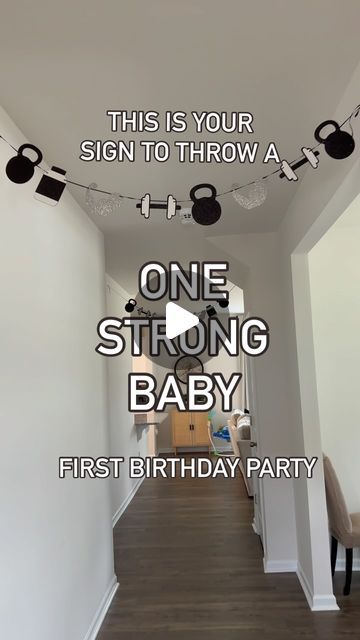 One Strong Baby Birthday Theme, Gym Theme Birthday Party, Workout Birthday Party Theme, One Strong Baby Birthday, Fitness Party Theme Decorations, Gym Birthday Party Ideas, Gym Party Decorations, Gym Theme Party, Fitness Birthday Party