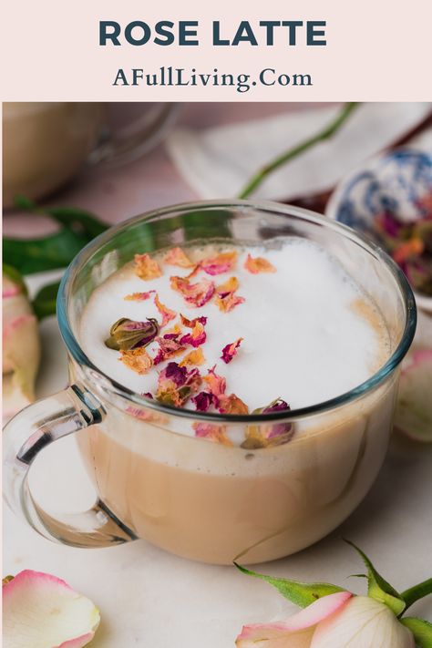 Rose Syrup Drinks, Spring Coffee Recipes, Fancy Coffee Recipes, Spring Drinks Coffee, Home Cafe Recipe, Fae Food, Coffee Shop Recipes, Rose Latte Recipe, Spring Coffee Drinks