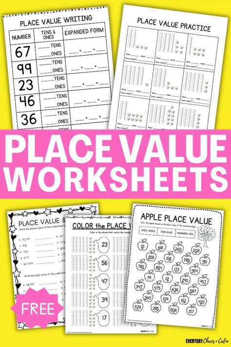 Free Printable Place Value Worksheets Understanding Place Value, Third Grade Math Worksheets, Place Value Activities, Place Value Worksheets, Free Printable Math Worksheets, 3rd Grade Math Worksheets, Math Place Value, 2nd Grade Math Worksheets, 2nd Grade Worksheets